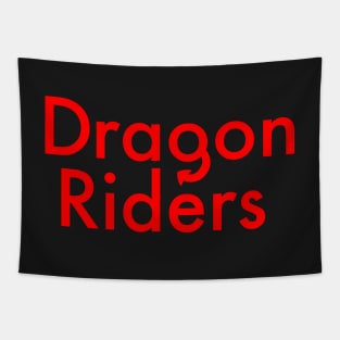 Flat Fire Engine Red Dragon Riders Text Design Tapestry