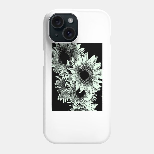 Sunflowers in Black and White Phone Case by Tovers