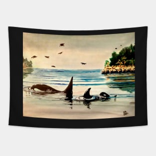 Orca Reflection Tapestry