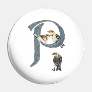 Avian Alphabet P - Snow bunting Pin