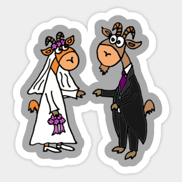Funny Cute Goat Wedding Cartoon