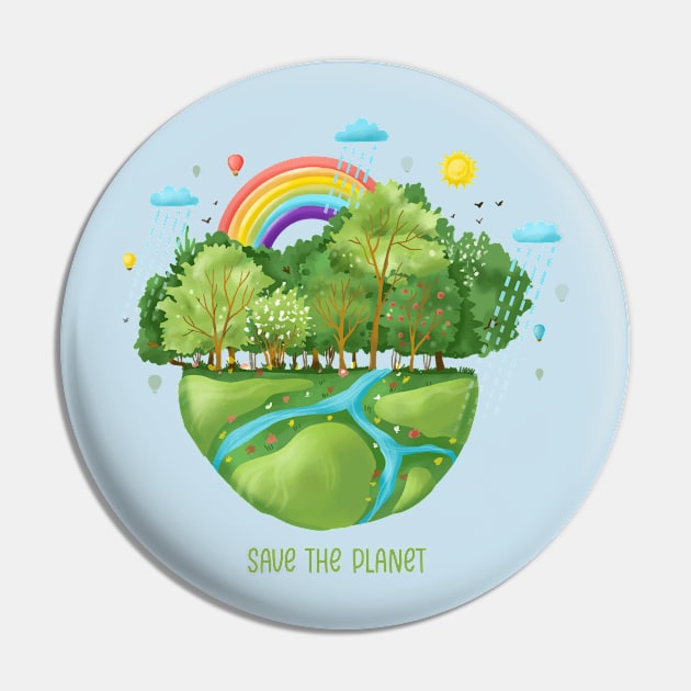 Save The Planet Illustration Pin by Mako Design 