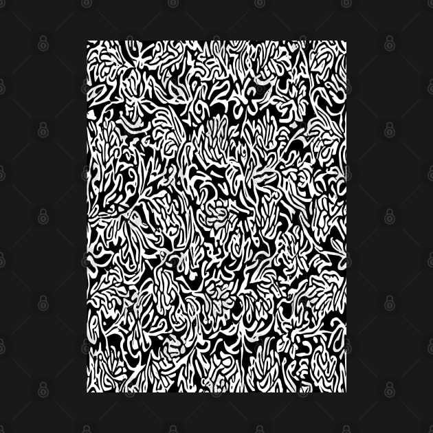 Black and White Abstract Floral Pattern by Velvet Earth