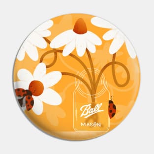 Mason Jar Daisies Pin