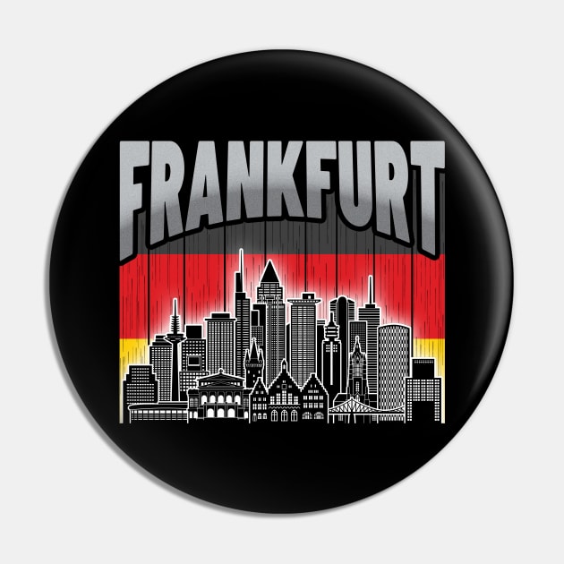 Frankfurt Germany Skyline Vintage German Flag Pin by travel2xplanet