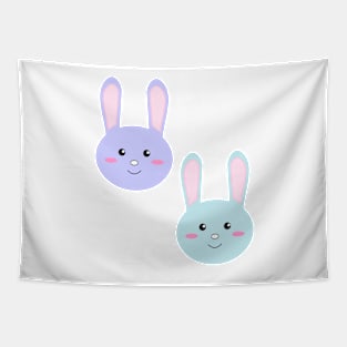 Kawaii Blue Purple Cute Bunny Rabbit Tapestry