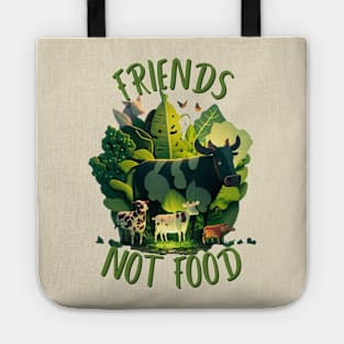 Friends, Not Food Vegan T-Shirt - Show Your Commitment to Animal Rights in Style Tote