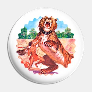 very hungry giant tiger retro comic book Pin