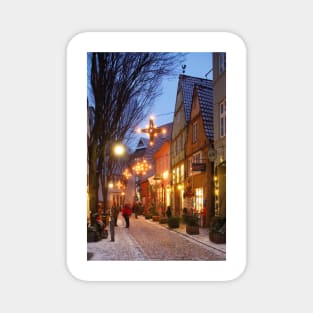 Schnoorviertel in winter with Christmas lights, Bremen, Germany Magnet