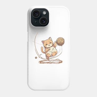 Cat Playing With A Ball Of String Phone Case