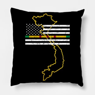 Vietnam Veteran Thin Line American Flag Pride Pillow