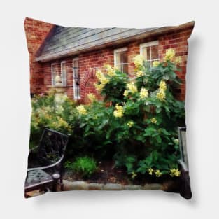 Outdoor Cafe With Hydrangea Pillow