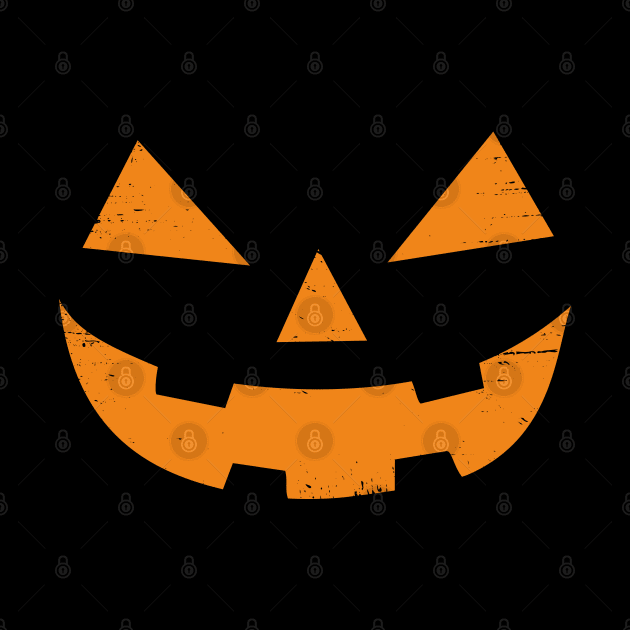 Jack-o'-Lantern Pumpkin Face Halloween Distressed (Orange) by DLEVO