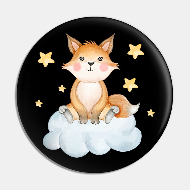 Fox Sitting On Cloud Pin by Mako Design 