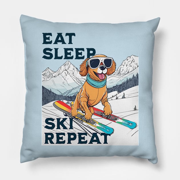 Eat Sleep Ski Repeat Pillow by Cheeky BB