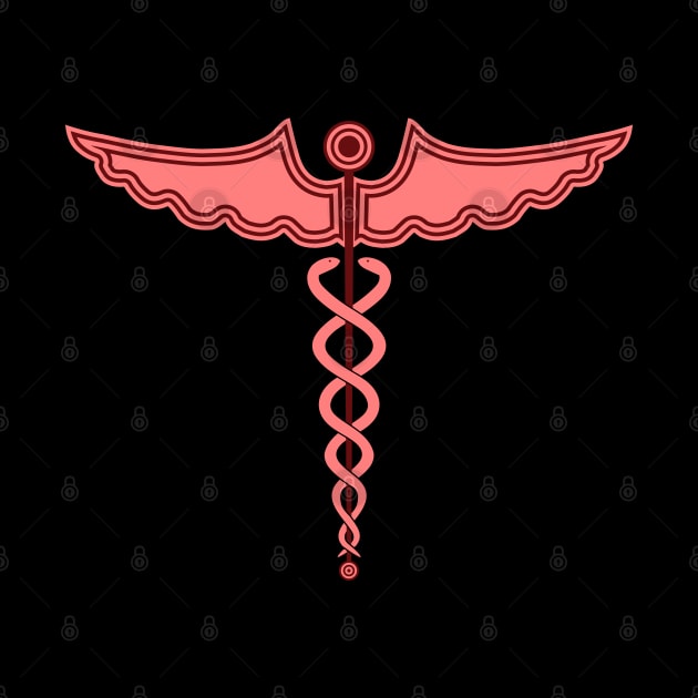 Caduceus Staff of Hermes Red by Wareham Spirals