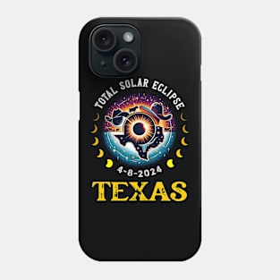 Texas Solar Eclipse 2024 Party Total USA Map Totality Phone Case