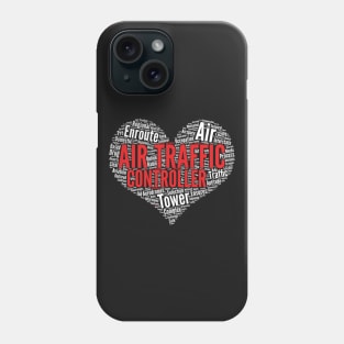 Air Traffic Controller Heart Shape Word Cloud Design graphic Phone Case