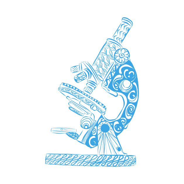 Scientific Microscope Line Drawing (Light Blue) by littlecurlew