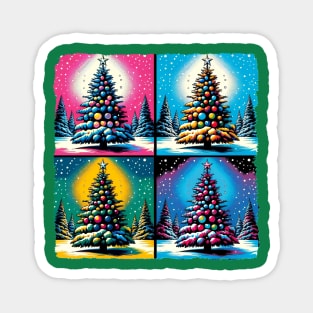 Tinsel Twist: Pop Art's Festive Fir - Christmas Tree Magnet