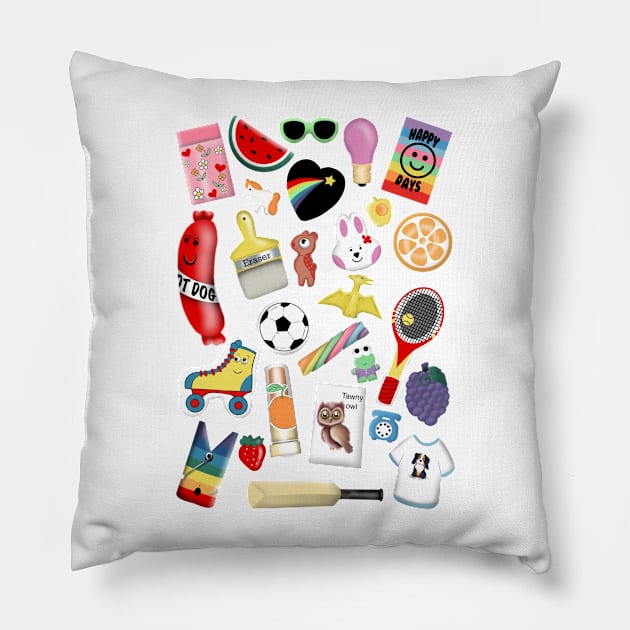 80’s eraser collection Pillow by Manxcraft