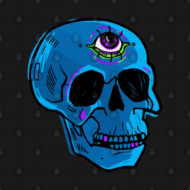 Third Eye Blue Skull by k8_thenotsogreat