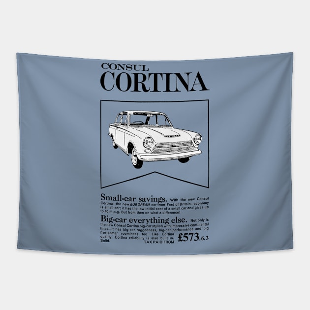 FORD CONSUL CORTINA - dealer advert Tapestry by Throwback Motors