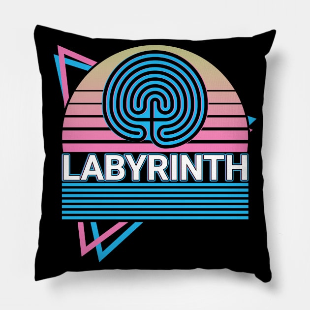 Labyrinth Pagan Paganism Wicca Wiccan Retro Pillow by Alex21