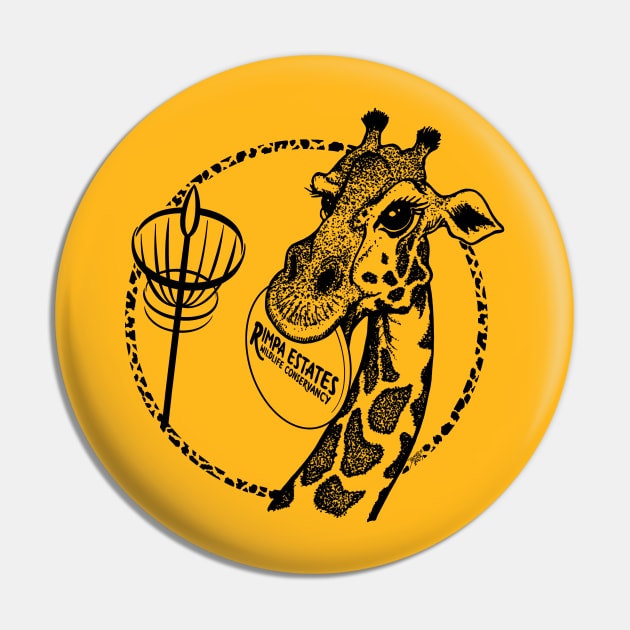 Rimpa Disc Golf Giraffe, BLACK PRINT Pin by Uberfy