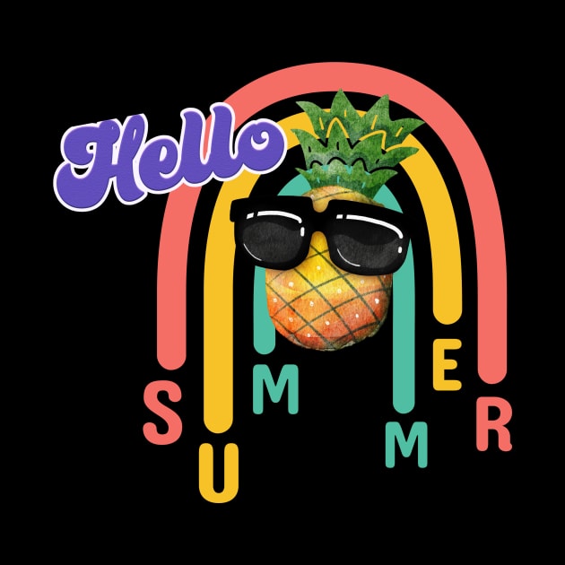 Hello Summer Funny pineapple with sunglasses enjoy summertime on a  beach vacation by SweetMay