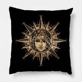 Golden Apollo Sun God Symbol Pillow