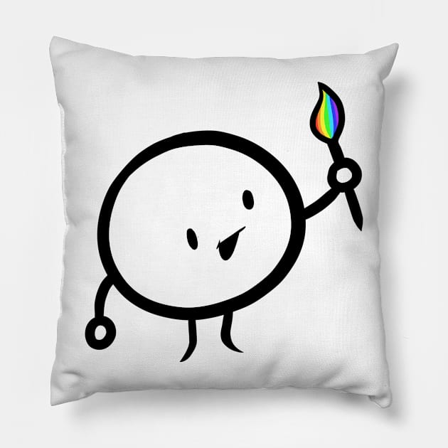 Happy Cute Rainbow Painting Brush Pillow by Zeeph