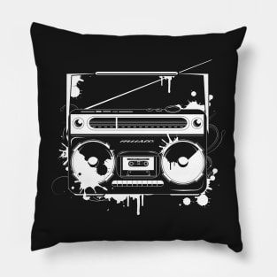 Ghettoblaster graffiti white motif Pillow