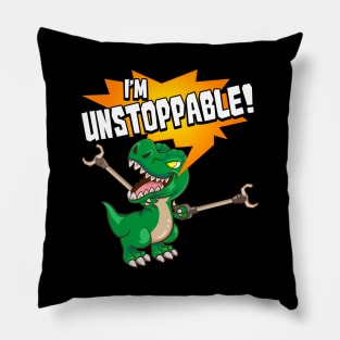 Cute & Funny I Am Unstoppable T-Rex Dinosaur Pun Pillow