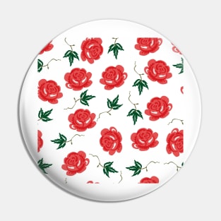 Red Rose Floral Pattern Pin