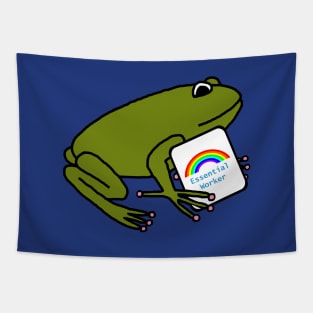 Frog with Worker Rainbow Essential Employee Meme Tapestry