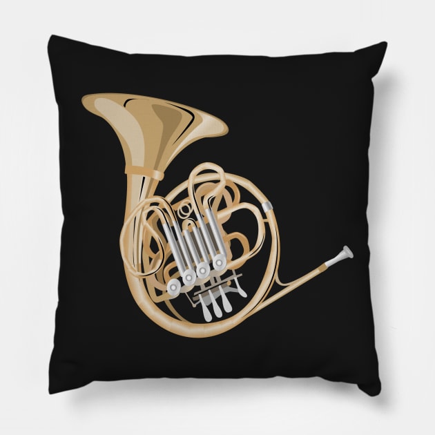french horn on black Pillow by kobyakov