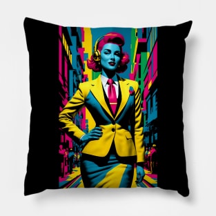 Retro Banker Girl art Pillow