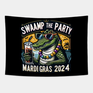 Swamp the Party: Alligator's Mardi Gras Bash 2024 Tapestry