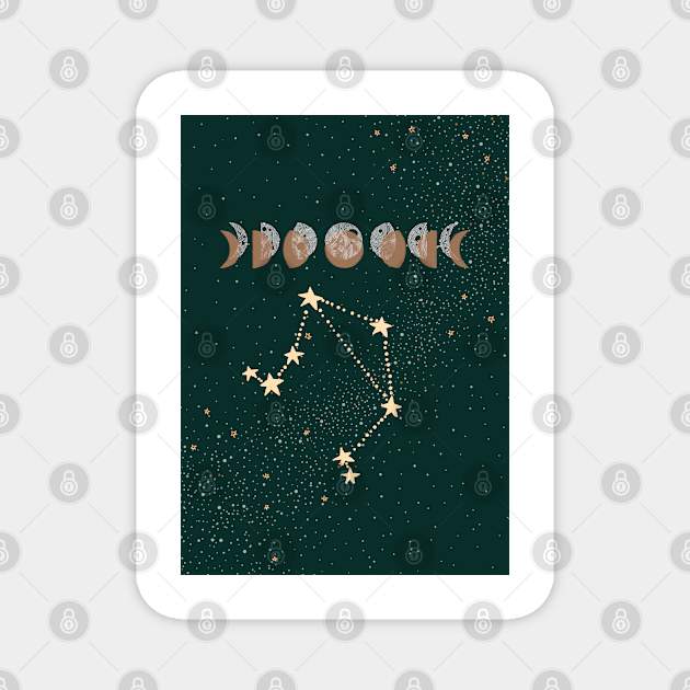 Libra zodiac Moon phases Magnet by Sierraillustration