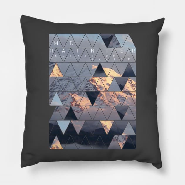 Mt Rainier Elevation 14,411ft Pillow by red-leaf