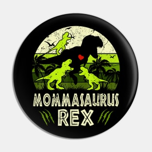 Momma Dinosaur T Rex Mommasaurus 3 Kids Matching Family Pin