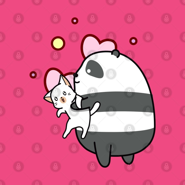 Cute Panda Loves Kiity - Adorable Panda - Kawaii Panda by Suga Collection