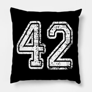 Number 42 Grungy in white Pillow