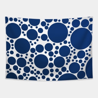 Shades of Indigo Blue Bubbles Polka Dot Pattern Tapestry