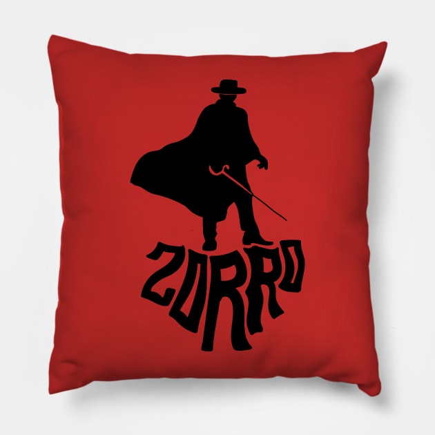 Zorro's Shadow (Black) Pillow by Graograman