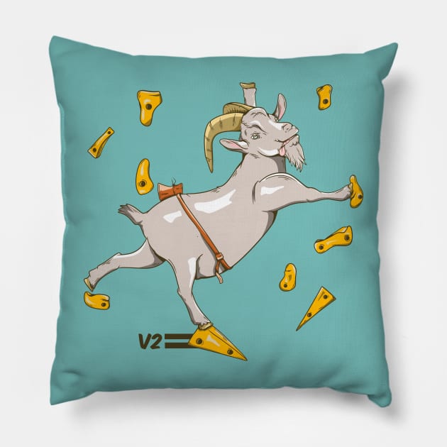 Goat bouldering rock climbing Pillow by mailboxdisco