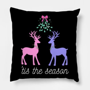 Tis the Season - deer and mistletoe Pillow