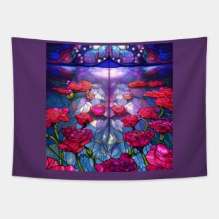 Beautiful Colorful Stained Glass Roses Tapestry