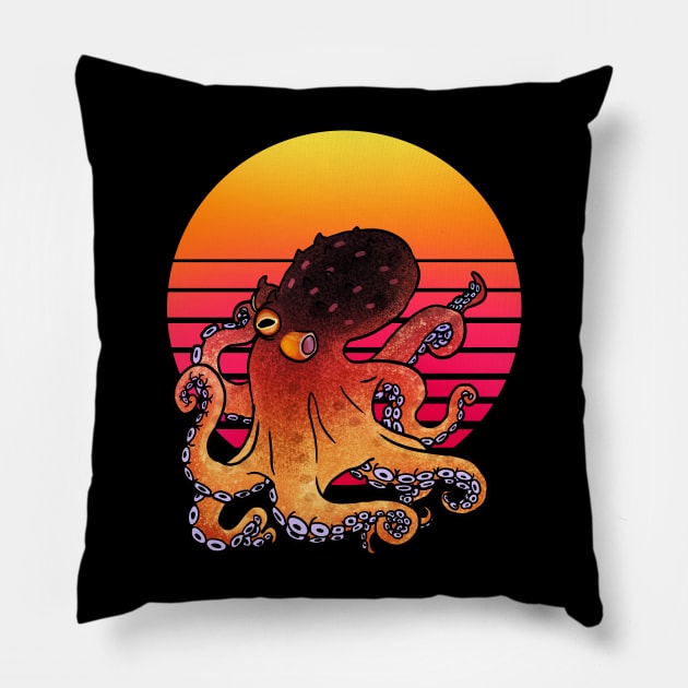 OCTOPUS VAPORWAVE SUN Pillow by Angsty-angst